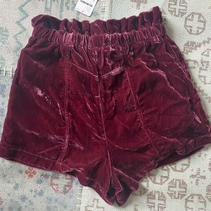 NWWT Free People Dark Pink Velvet Shorts